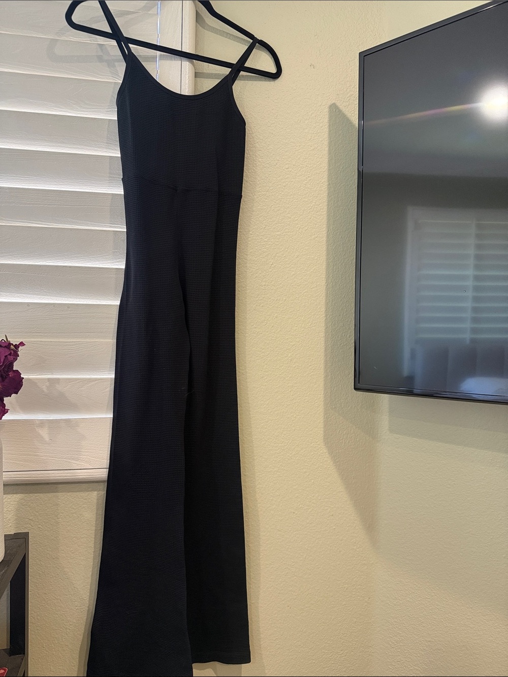 American Eagle Outfitters Black Ribbed Wide-Leg Jumpsuit